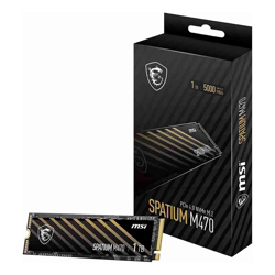 MSI 1TB M470 PCIe 4.0 NVMe M.2 SSD 5000/4400 MB/s Read/Write PCI-E NVMe 1.3 1600 TBW 5 Year Warranty