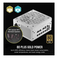 Corsair Product Etail Title RMx Shift White Series RM750x Shift White 750 Watt 80 PLUS GOLD Certified Fully Modular Power Supply