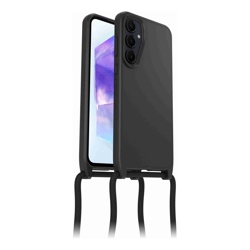OtterBox React Necklace Samsung Galaxy A55 5G Case Black (77-95422) DROP+ Military Standard Detachable Nylon Rope Hard Case Soft Grip
