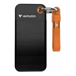 Verbatim 1TB Pocket SSD USB 3.2 Gen 2 1TB Black Orange Convenient Keyring cable holder. Compact Rugged. Ultra Lightweight Performance 58g Portable B