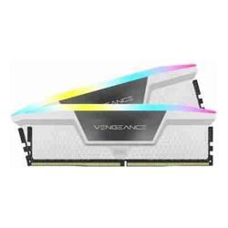 Corsair DDR5 6000MT/s 64GB 2x32GB DIMM Unbuffered 40-40-40-77 Std PMIC XMP 3.0 VENGEANCE RGB DDR5 White Heatspreader RGB LED 1.35V