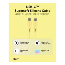 3Sixt SPLASH by 3sixT USB-C to USB-C Cable 1.5m 60W Lemon