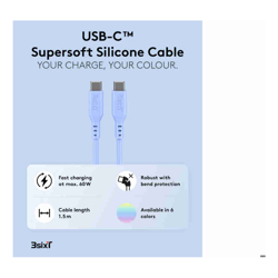 3Sixt SPLASH by 3sixT USB-C to USB-C Cable 1.5m 60W Baby Blue