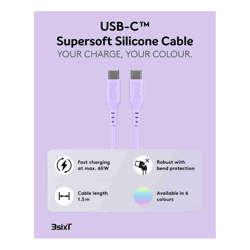 3Sixt SPLASH by 3sixT USB-C to USB-C Cable 1.5m 60W Lilac