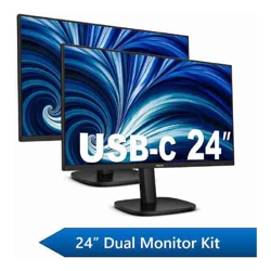 Philips 24&quot; Business Dual Monitor Docking Kit 1x 24&quot; FHD Business Monitors &amp; 1x 24&quot; FHD USB-C Docking Business Monitor