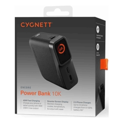 Cygnett Encore 10k mAh Power Bank Graphite(CY5630PBCHE) 45W 2x USB-C PD 1x USB-A Ports LED Display 2 Years Warranty