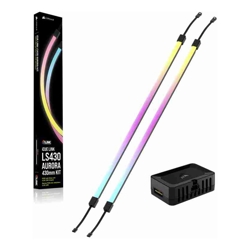 Corsair iCUE LINK LS430 Aurora RGB Light Strips 430mm Kit 430x10x10mm magnetic mount black addressable LEDs