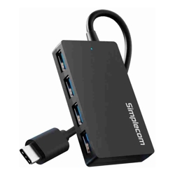 Simplecom CH352 USB-A to 4xPort SuperSpeed USB 3.2 Gen1 5Gbps plug  play bus-powered ABS 76x41x11mm 35g 15cm cable Win/macOS/Linux compatible