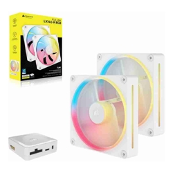 Corsair iCUE LINK LX140-R RGB 140mm PWM Reverse Fans Starter Kit Dual Pack -White: 90.6 CFM 2000 RPM 38.3 dBA 0.45A Static Pressure Magnetic Dome Corsair iCUE LINK LX140-R RGB 140mm PWM Reverse Fans Starter Kit Dual Pack -White: 90.6 CFM 2000 RPM 38.3 dBA 0.45A Static Pressure Magnetic Dome
