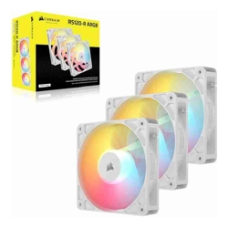 Corsair RS120-R ARGB 120mm PWM Reverse Fans Triple Pack White 3x RGB Fans 2100 RPM 65.82 CFM Static Pressure Magnetic Dome Bearing PWM Control