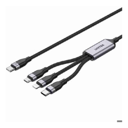 Unitek 1.5M 3-in-1 USB-C to Lightning USB-C Micro USB Multi Charging Cable  PD 20W Black