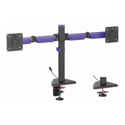 Brateck LDT89-C024L Matte Black Amethyst Articulating RGB Lighting Gaming Dual Monitor Arm Fit Screen Size: 17&quot;-32&quot; (LS)