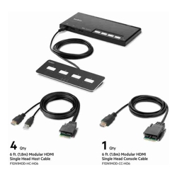 Belkin Cybersecurity and Secure KVM 4-Port Single Head HDMI Modular Secure KVM Switch PP4.0 W/ Remote-Black(F1DN104MOD-HH-4)12V2.5A2 Years Warranty