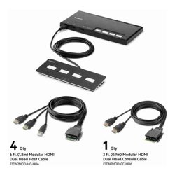 Belkin Cybersecurity and Secure KVM 4-Port Dual Head HDMI Modular Secure KVM Switch PP4.0 W/ Remote-Black(F1DN204MOD-HH-4)12VDC 2.5A2 Years Warranty