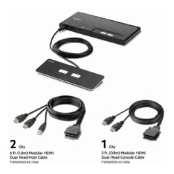 Belkin Cybersecurity and Secure KVM 2-Port Dual Head HDMI Modular Secure KVM Switch PP4.0 W/ Remote-Black(F1DN202MOD-HH-4)12VDC 2.5A2 Years Warranty