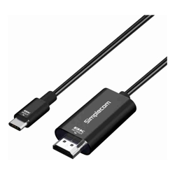 Simplecom DA324 USB-C to HDMI 2.1 Cable 2M 8K@60Hz DP1.4 Alt HDCP1.4/2.3 HDR10 DSC1.1/1.2a Audio LPCM/AC3/DTS/DTS-HD/Dolby MAT