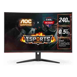 AOC C32G2ZE-P 31.5" FHD VA Curved Gaming Monitor 1920x1080 16:9 0.5ms 240Hz FreeSync 2xHDMI 1xDP VESA Tilt 3 Year Warranty