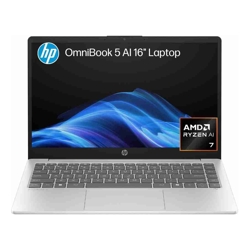 HP OmniBook 5 NGAI 16 Windows 11 Home 16in Touch screen AMD Ryzen AI 7 32GB RAM 512GB SSD 2K Glacier silver
