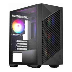 MSI PRO FORGE M050A Mini-Tower mATX/ITX GPU 300mm CPU 160mm PSU 170mm 4 slots 4xRGB fans 2x2.5" 2x3.5" 120/240mm top rad 388x200x423mm