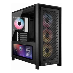 Corsair FRAME 4000D LCD RS ARGB Premium Mid-Tower PC Case- Black ATX/mATX/ITX/E-ATX 486x490x239mm 430mm GPU 360mm rad tempered glass