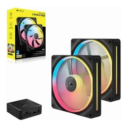 Corsair iCUE LINK LX140-R RGB 140mm PWM Reverse Fans Starter Kit Dual Pack -Black: 90.6 CFM 2000 RPM 38.3 dBA 0.45A Static Pressure Magnetic Dome