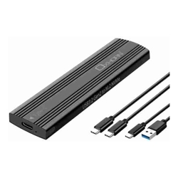 Just You PC Oxhorn  USB C 3.2 Gen 2 M.2 NVMe NGFF Enclosure 10 Gbps B+M Key M.2 NVMe SSD up to 4TB 2280/2260/2242/2230 Aluminum Macs Windows USB-A Black 2 YR WTY
