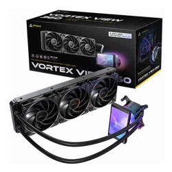 Antec Vortex View 360 360mm AIO Intel LGA115X/1200/1700/1851 AMD AM4/AM5 3x120mm PWM fans 2000 RPM 59.23 CFM 28.6 dB(A) aluminum rad