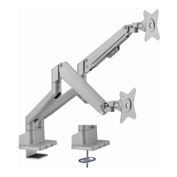 Brateck Dual Monitor Thin Gas Spring Monitor Arm Fit Most 17"-32" Monitors Up to 9kg per screen VESA 75x75/100x100 Matte Silver (LS)