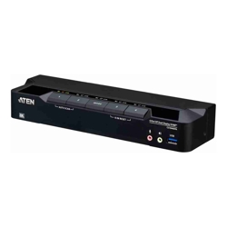 Aten Desktop 4-Port USB 3.0 8K DisplayPort Dual-Display KVMP Switch Up to 7680 x 4320 @ 60 Hz 5120 x 2880 @ 60 Hz (Cables included)