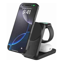 Belkin UltraCharge 3-in-1 Foldable Magnetic Charger With Qi2(25W)+USB-C Wall Charger(45W)+USB-C Cable(15M)-Black(WIZ037auBK)$2500CEW2 Years Warranty