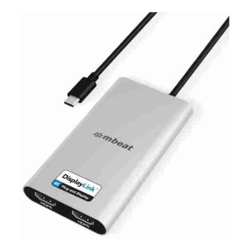 mbeat USB-C Dual 4K HDMI DisplayLink Adapter with PD Pass-through  Dual 4K@60Hz 2 x HDMI 2.0  1 x USB-C 3.1 1 x USB-C PD 3.0 Supports up to 90W