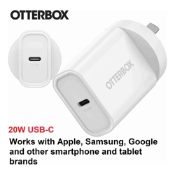 OtterBox 20W USB-C (Type I) PD Fast Wall Charger White (78-81352) Compact Drop TestedSafe  Smart ChargingBest for Apple 2 Years Warranty