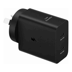 Samsung 50W Duo Power Adapter with USB-C to C Cable (1.8M) Black(EP-T5020XBEGAU) 2xUSB-C Multi Device Compatibility 6 Months Warranty