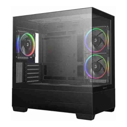 Deepcool CG380 3F Panoramic Dual Tempered Glass Micro ATX Case 3 Pre-installed PWM ARGB Fans 1xUSB-C Gen2 2xUSB 3.0 Audio/Mic