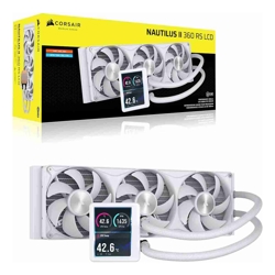 Corsair NAUTILUS II 360 RS LCD Liquid CPU Cooler White 360mm Rad 3.5" LCD FlowDrive 2S Pump 420-2100 RPM PWM AM5/AM4 and LGA 1851/1700 Support